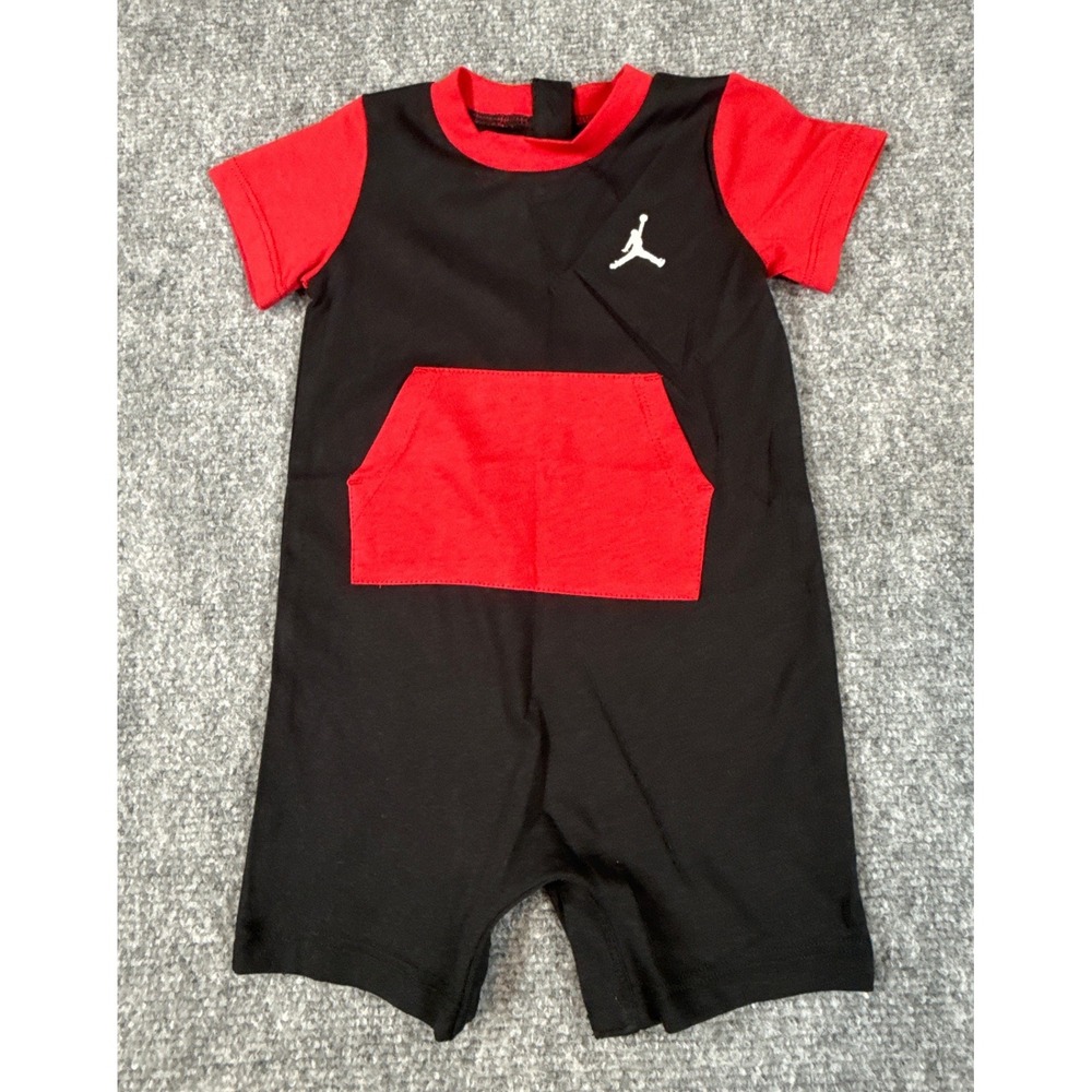 Jordan Jumpman Baby Boys Romper Size 24 Month Black Red Short Sleeve NWT